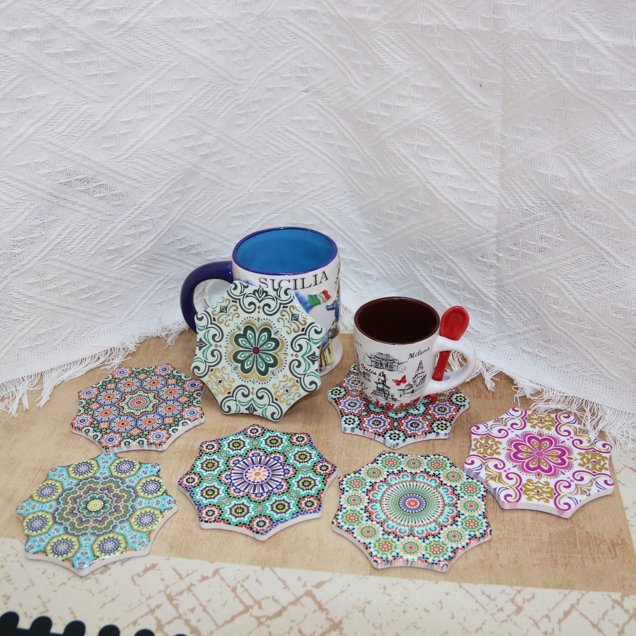 天天红工艺-餐垫杯垫异形（special shaped placemats and coasters）